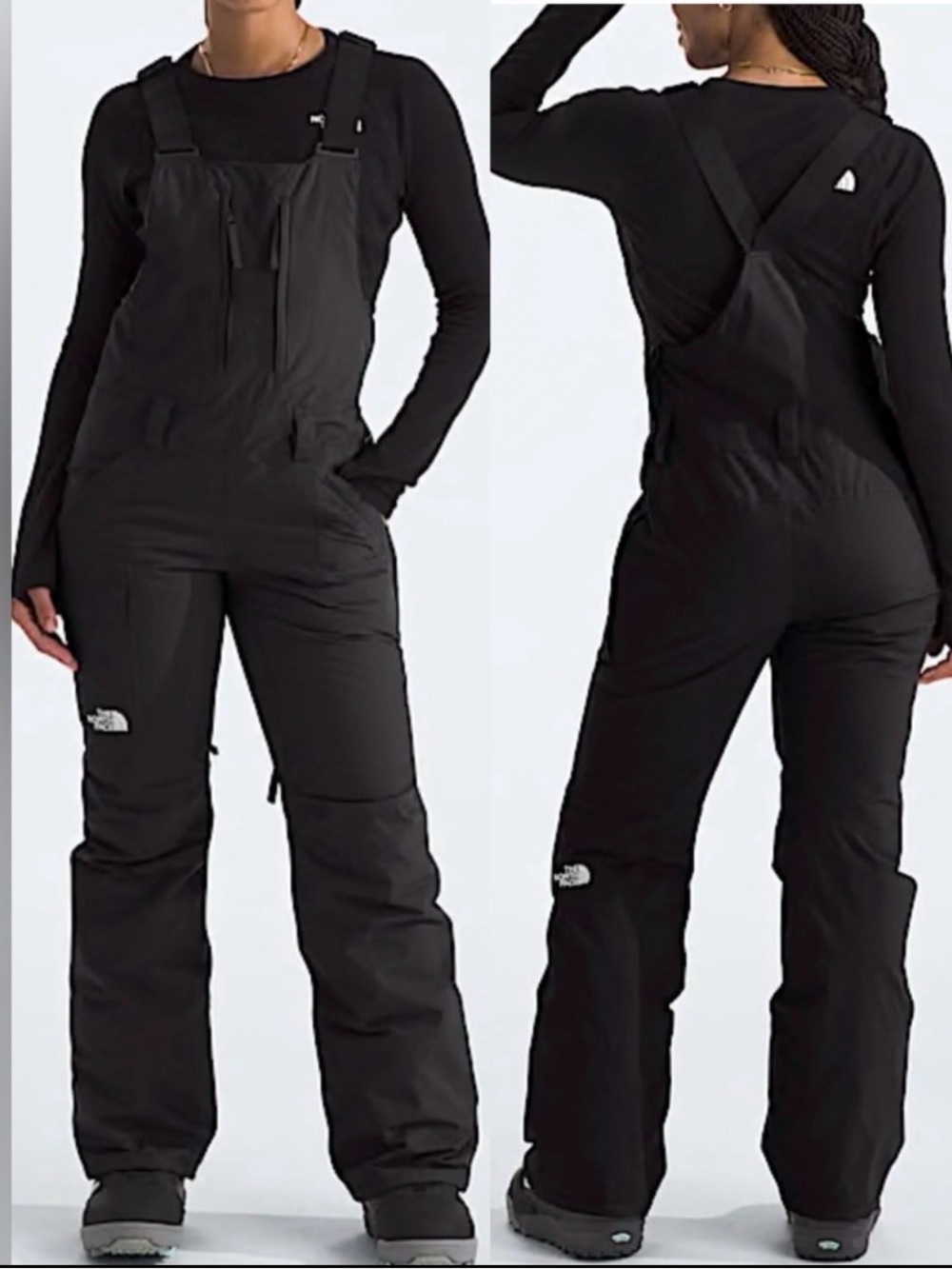 The North Face Black Snow Bibs with Strap Back